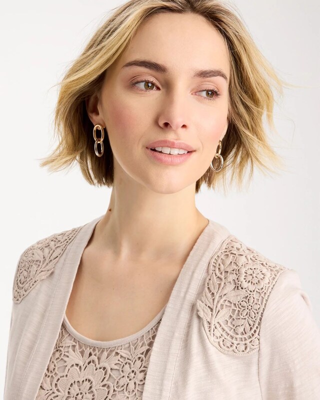 Embroidered 3/4 Sleeve Cardigan - image 4